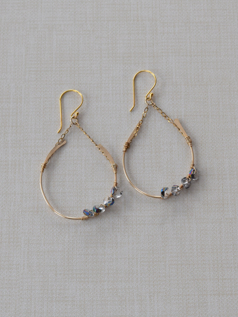 Gold Hoop & Crystal Earrings